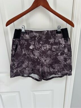 Athleta Black Floral Print Athletic Shorts